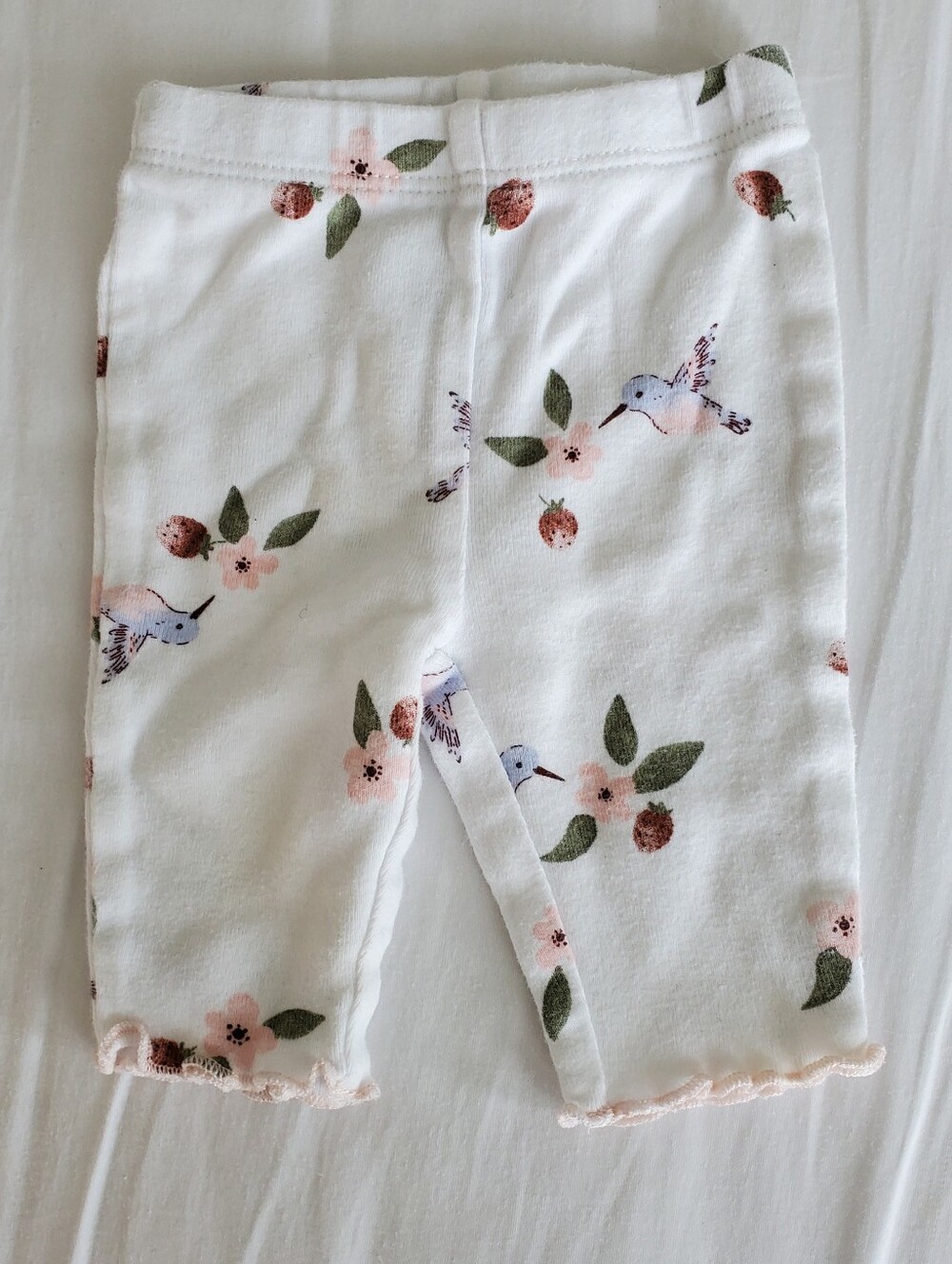Carter's White Floral Newborn Baby Pants - Soft Cotton